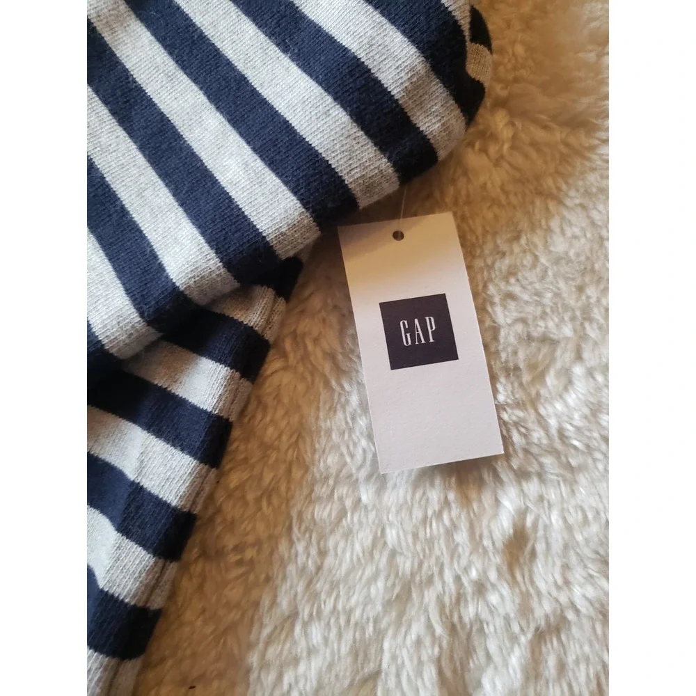 Gap XL Blue Gray Striped Cotton Raglan Shirt Dress Large 3/4 Sleeves NWT - Picture 9 of 10